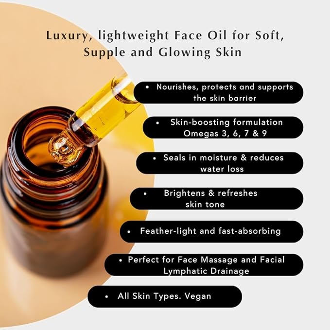 Ané Glow in a Bottle Anti-Ageing Vegan Facial Oil for All Skin Types - 100% Natural Plant Oils including Argan, Grapeseed and Squalane