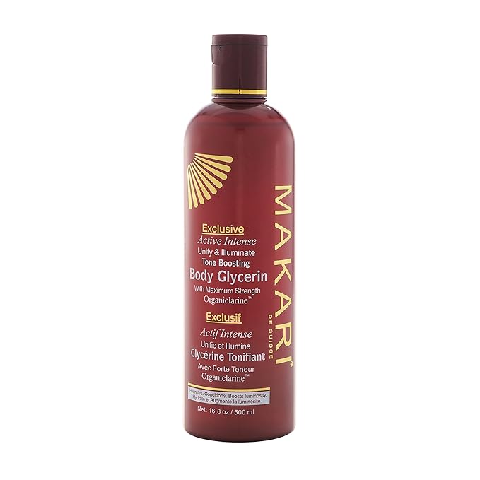 Makari Exclusive Active Intense Tone Boosting Body Glycerin (16.8 oz) | Skin-Brightening Body Glycerin | Moisturizes and Softens | Promotes Even Skin Tone | for All Skin Types Except Sensitive