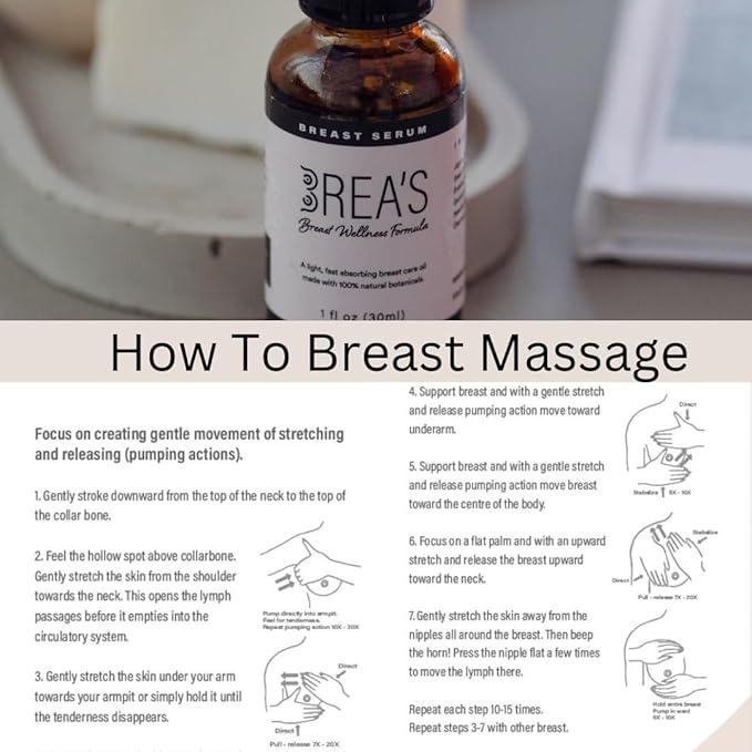 Brea's Breast Wellness Serum – Botanical Essential Oil Blend with Frankincense, Geranium, Evening Primrose & Jojoba for Soothing Massage & Skin Hydration – 1 fl oz