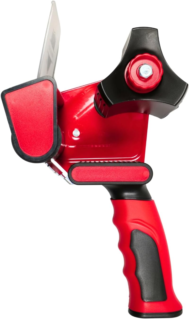 PSBM Heavy Duty Packing Tape Dispenser, 3 Inch Wide, 1 Count, Sealing Cutter, Magnetic Retractable-Blade Tape-Gun Dispenser Used for Warehouse Storage Packaging