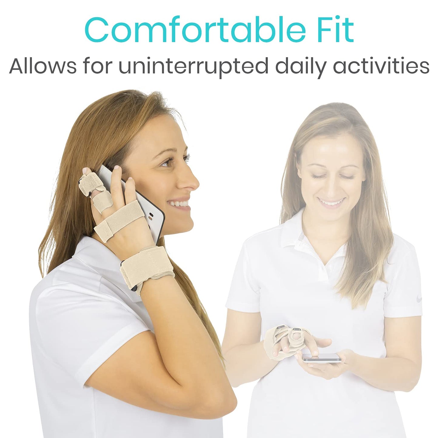 Vive Trigger Finger Splint - Full Hand and Wrist Brace Support - Adjustable Locking Straightener - Straightening Immobilizer Treatment For Sprains, Mallet Injury, Arthritis, Tendonitis (Beige)