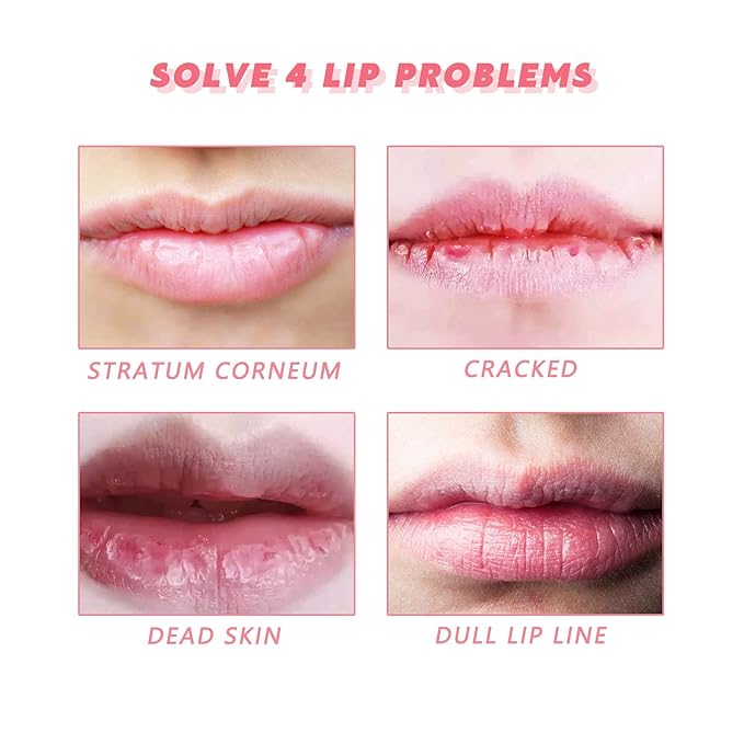 Lip Scrub, Lip Scrubs Exfoliator and Moisturizer with Lip Brush, Natural Gentle Lip Treatment, Peach Sugar Lip Scrub for Dry, Cracked and Dark Lips