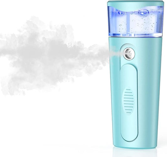 Nano Face Mister, Facial Steamer, USB Rechargeable Cool Mist Sprayer, 40ml Visual Water Tank, Face Mist for Eyelash Extensions, Facial Deep Cleaning, Makeup (Blue)
