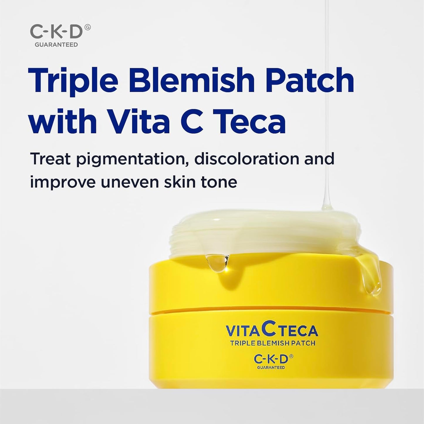 CKD Triple Blemish Under Eye Gel Patch 60 Counts - Hydrogel Spot Treatment, Gentle Formula for Blemish Improvement, Even Tone and Minimize Puffiness with 99% Pure Vitamin C and Teca.
