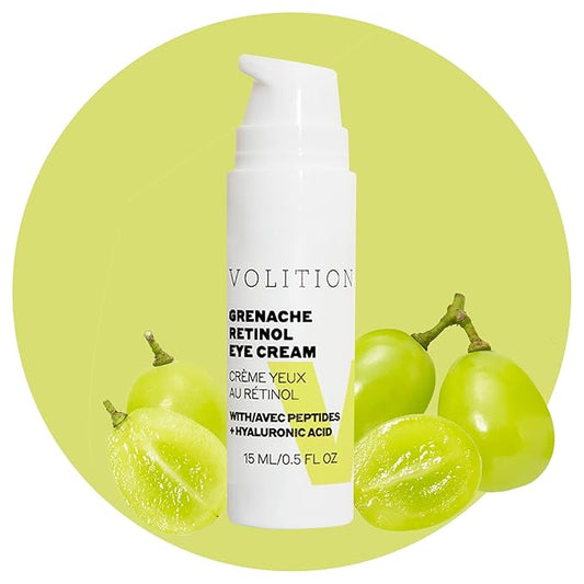 Volition Beauty Grenache Retinol Eye Cream - with Niacinamide & Peptides to Help Improve Look of Crows Feet & Wrinkles (15 ml / 0.5 fl oz)