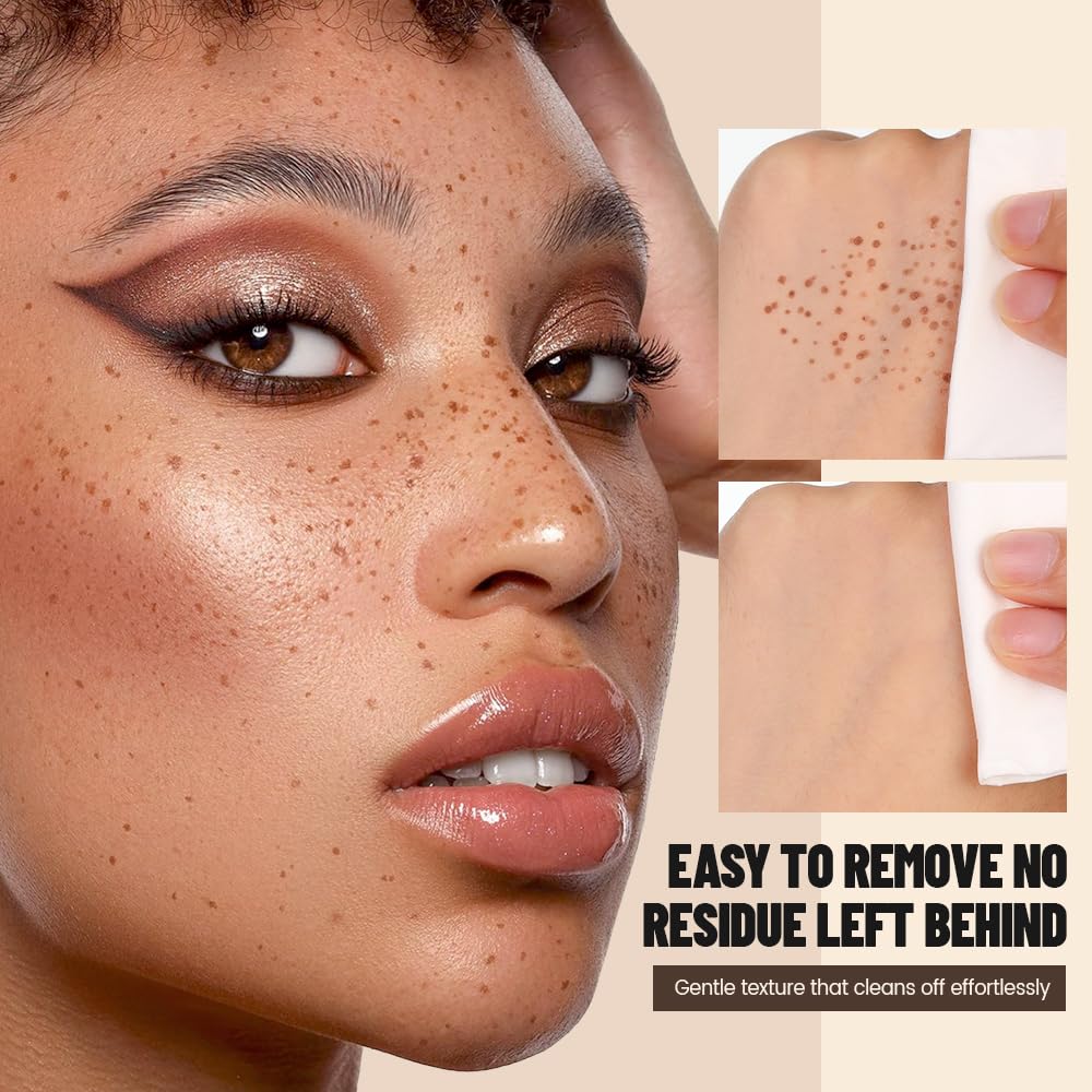 Upgrade Faux Freckle Stamp Pen – Waterproof Fake Freckles Makeup Tool, Natural-Looking Freckle Maker & Spray with Multi-Prong Precision Stamp Head, Long-Lasting Sunkissed Makeup (3# DARK)