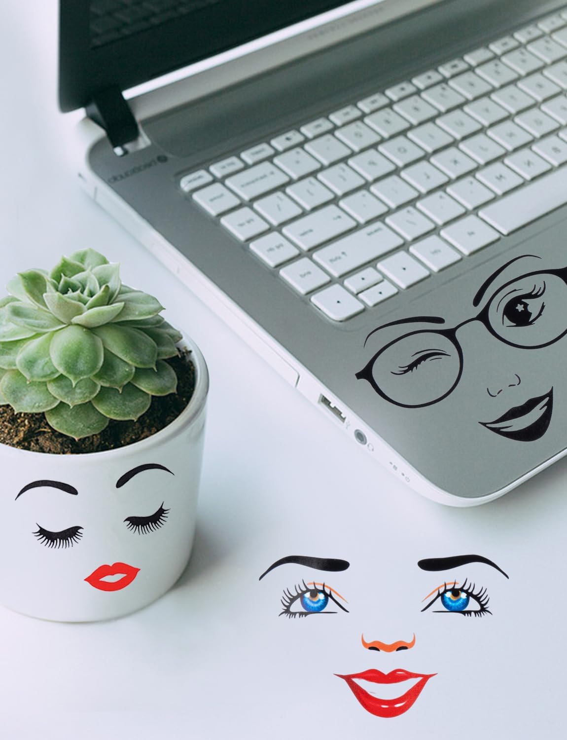 7 Sheets Face Stickers for Crafts, Make a Face Stickers Funny Mouth Eyes Lips Nose Eyebrows Facial Decals for Flower Pots DIY Crafts Holiday Party Supplies