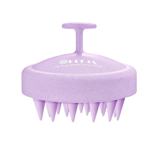 HEETA Scalp Massager Hair Growth, Soft Silicone Scalp Scrubber Shampoo Brush for Exfoliation, Dandruff Removal & Head Massage Stress Relax, Wet & Dry Use for Thick, Thin Hair Care, Wheat Straw Purple