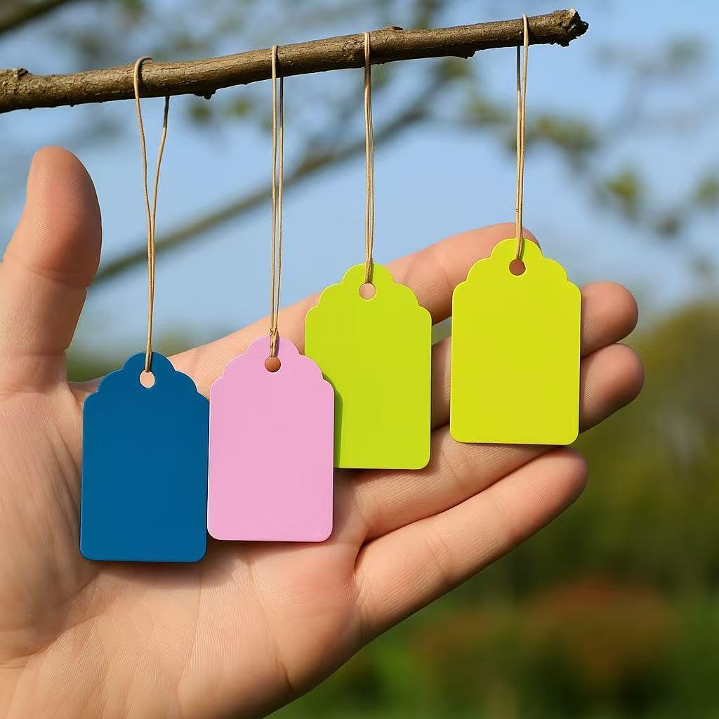 100–500PCS Custom Price Tags with String, Personalized Kraft Hang Tags for Clothing, Jewelry, Bags, Wedding, Small Business&Gift Packaging