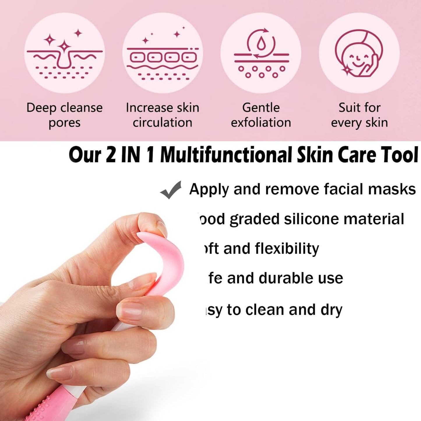 Facial Cleansing Brush,2 in 1 Silicone Face Scrubber for Exfoliating,Massaging,Remove Blackheads,Deep Pore Cleansing,DIY Mask
