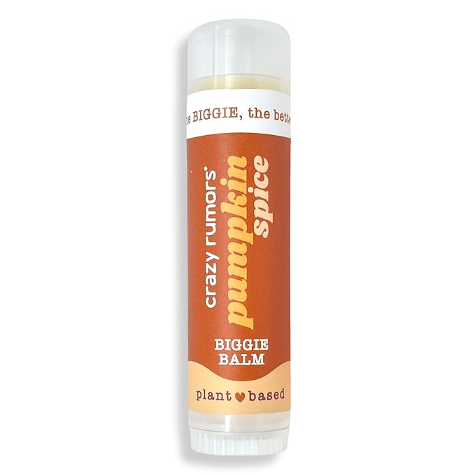 Crazy Rumors Biggie Pumpkin Spice Flavored All Natural, Plant Based Lip Balm to Moisturize and Nourish your Lips - Pumpkin Spice tube 0.6 oz (4x Larger than standard 0.15 oz lip balm)