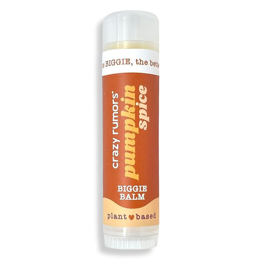 Crazy Rumors Biggie Pumpkin Spice Flavored All Natural, Plant Based Lip Balm to Moisturize and Nourish your Lips - Pumpkin Spice tube 0.6 oz (4x Larger than standard 0.15 oz lip balm)