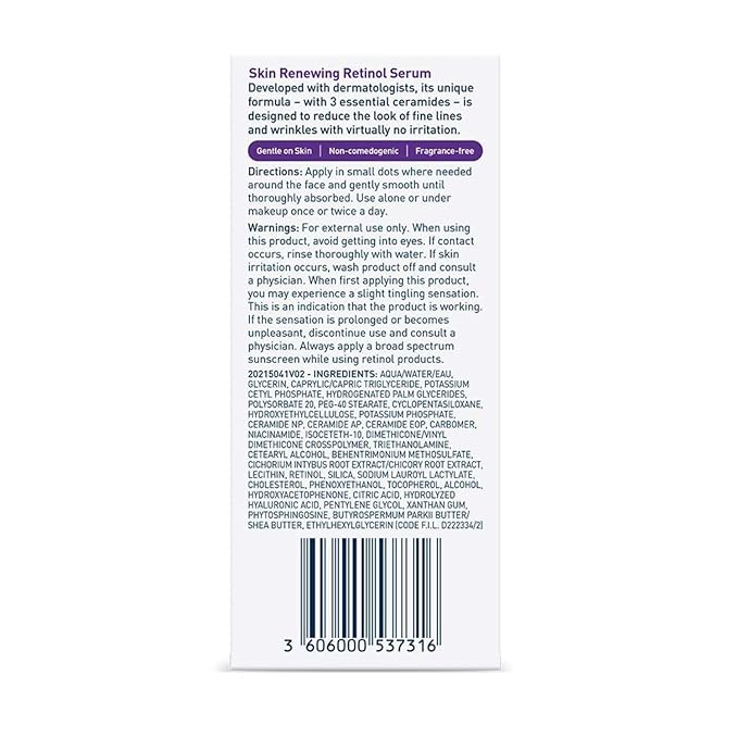 Skin Renewing Retinol Serum For Face, Encapsulated Retinol With Hyaluronic Acid, Niacinamide & Ceramides, Fragrance Free, with Peach Hand Cream Travel Sample Bundle