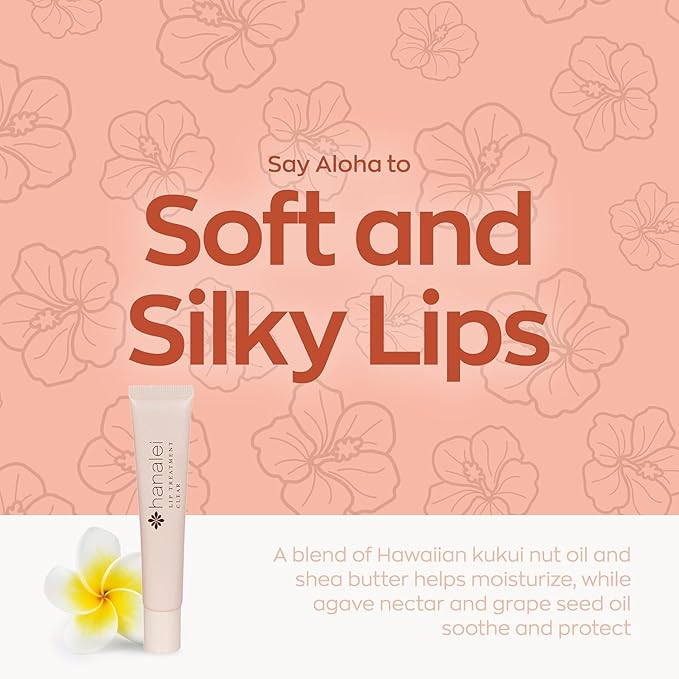 Hanalei Lip Care Products Set Duo – Sugar Lip Scrub & Kukui Oil Lip Treatment for Dry, Cracked, Chapped Lips – Exfoliate, Hydrate & Moisturize for Soft, Smooth Lips – Natural and Cruelty-free