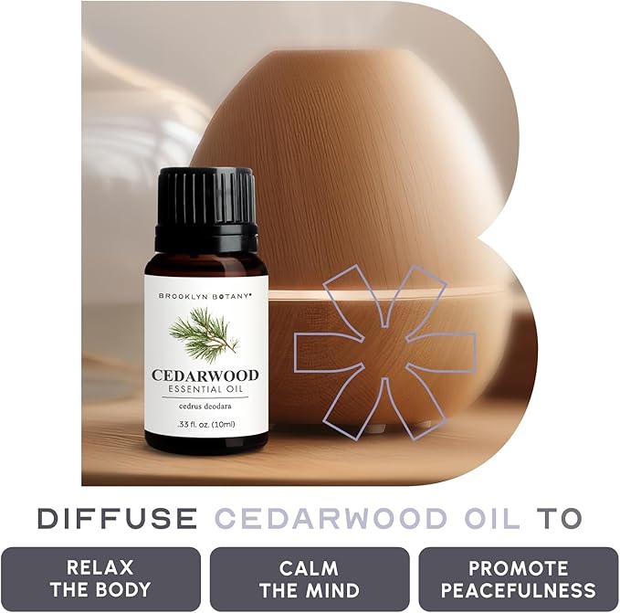 Brooklyn Botany Cedarwood Essential Oil - 100% Pure and Natural - Premium Grade Essential Oil - for Aromatherapy and Diffuser - 0.33 Fl Oz