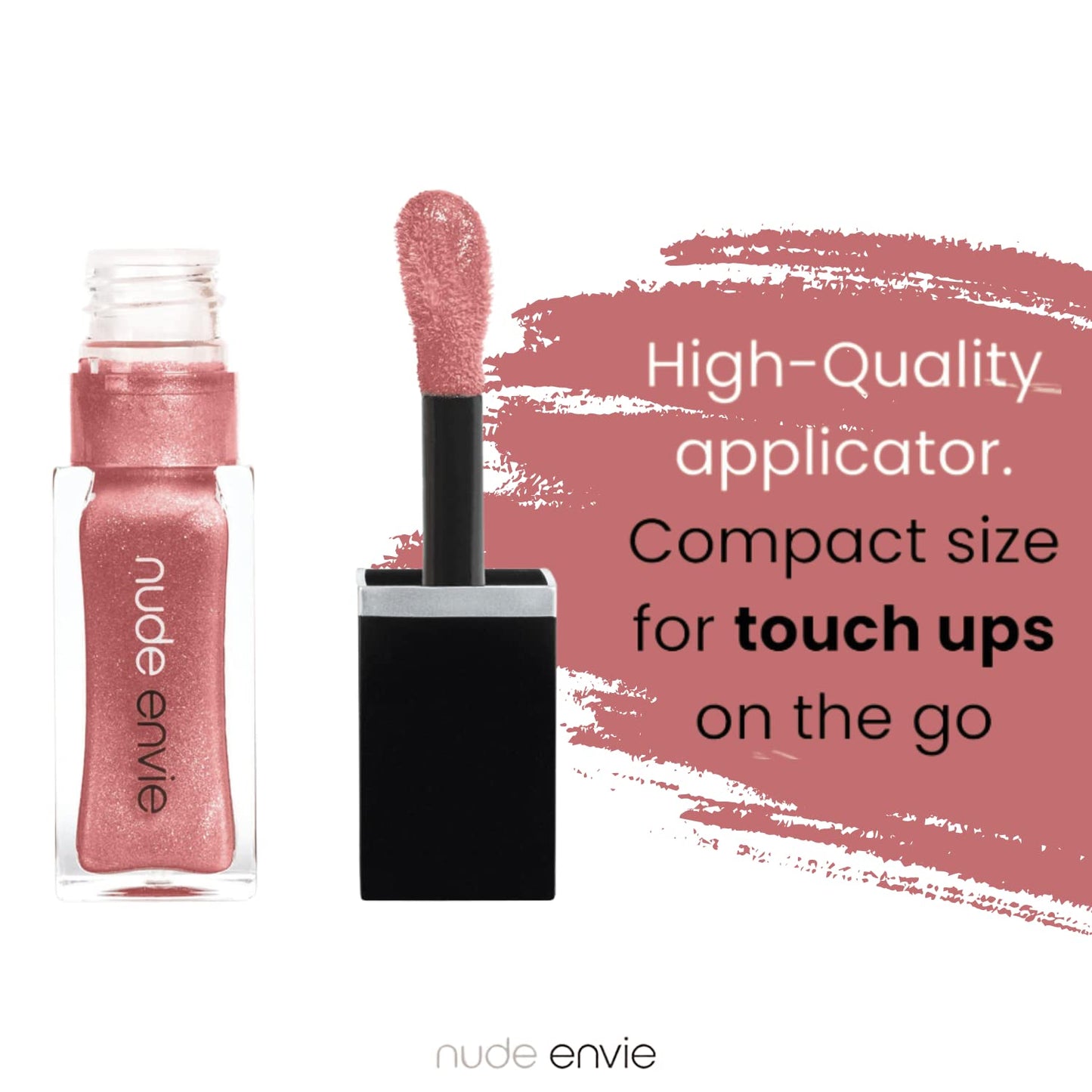 nude envie - Lip Gloss - High-Shine Finish - Moisturizing & Easy Application - Luxury Hydration - Non-Sticky Formula - With Vitamin E & Jojoba Oil - Vegan, Paraben-Free & Cruelty-Free - Fearless