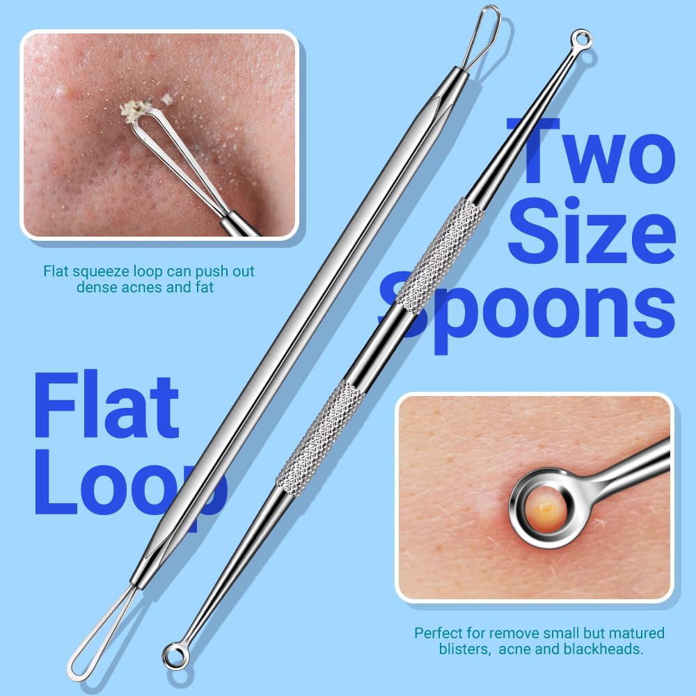 TsMADDTs Blackhead Remover Pimple Extractor Acne Treatment Tool, Comedones Removal Kit for Blemish, Whitehead, 8 Pcs Pimple Popper Tool Kit for Facial and Nose