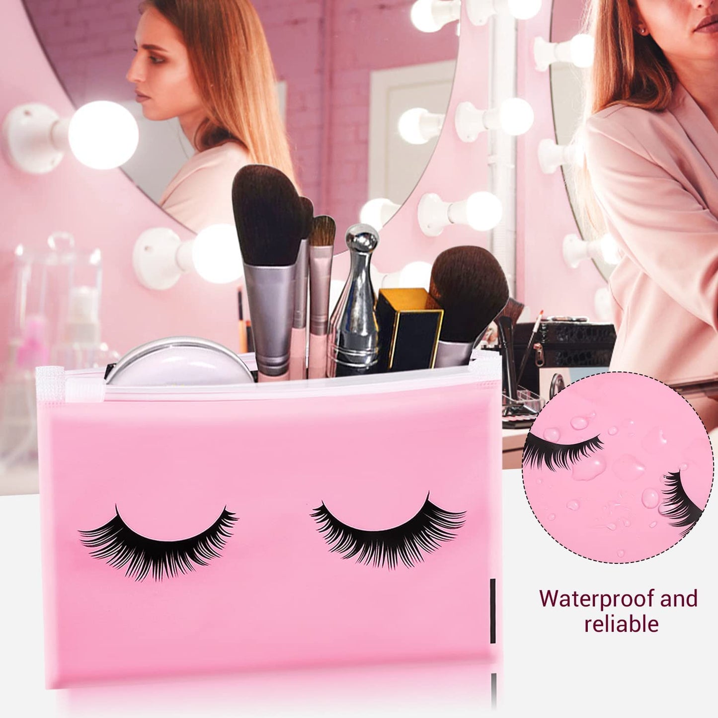 Noverlife 100PCS Eyelash Bags, Eyelash Aftercare Bags, Cosmetic Bags Packaging with Small Zipper, Empty Lash Makeup Storage Bags Pouches Women Travel Pouch Cases, 6" x 4" / 15 x 11cm