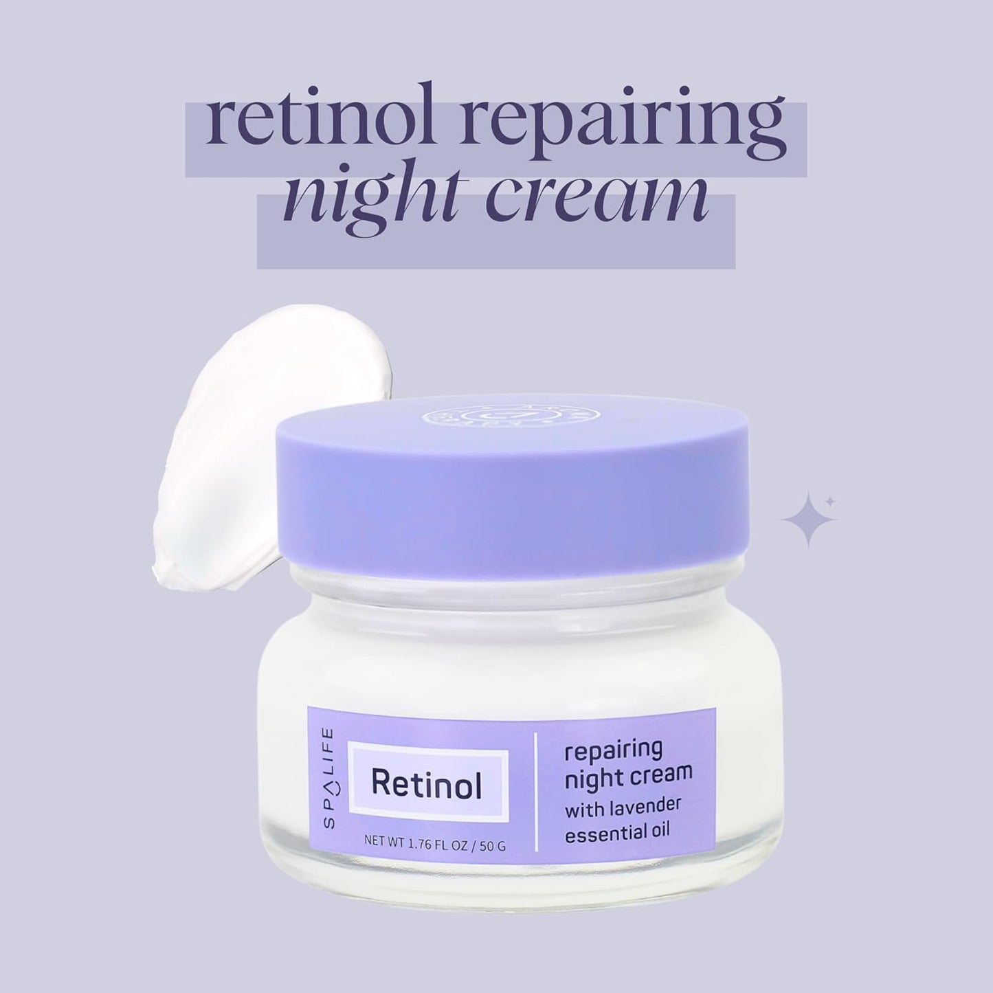 SpaLife Repairing Night Face Cream – For Fine Lines, Wrinkles, Dull Skin, Uneven Tone & Loss of Elasticity with Witch Hazel & Lavender Essential Oil – Anti-Aging Moisturizer