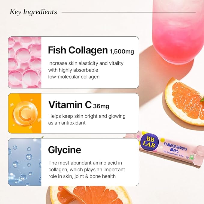 [Lowest Price Deals Set] Collagen Powder S, HSN Biotin Collagen, Powder Stick Korean Marine Collagen, Fish Collagen, Vitamin C, Biotin, Fast Absorption, Fruit Flavored