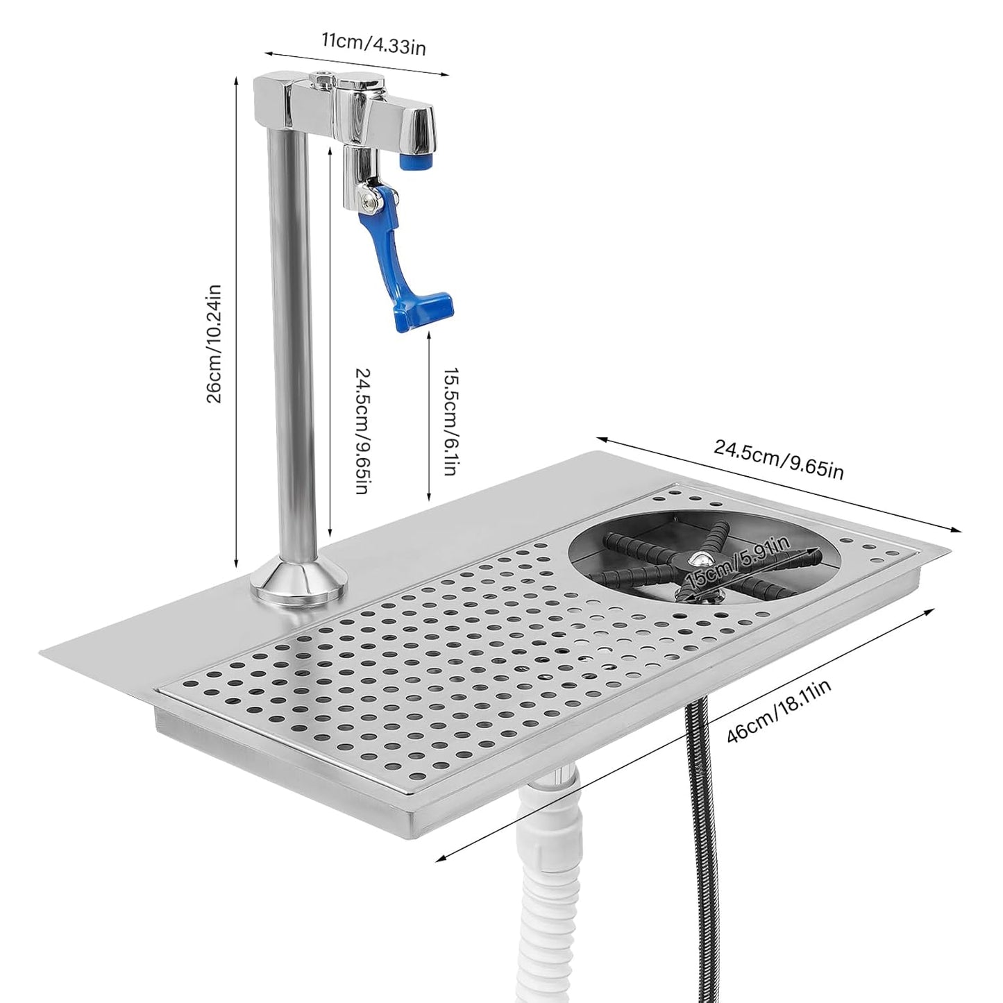 Commercial Cup Washer, Stainless Steel Wine Glass Washing Machine Bar Glass Washer Cup Cleaning Rinser with Faucet, Multi Angle Water Outlet Cup Washer for Bar Cafe Restaurant