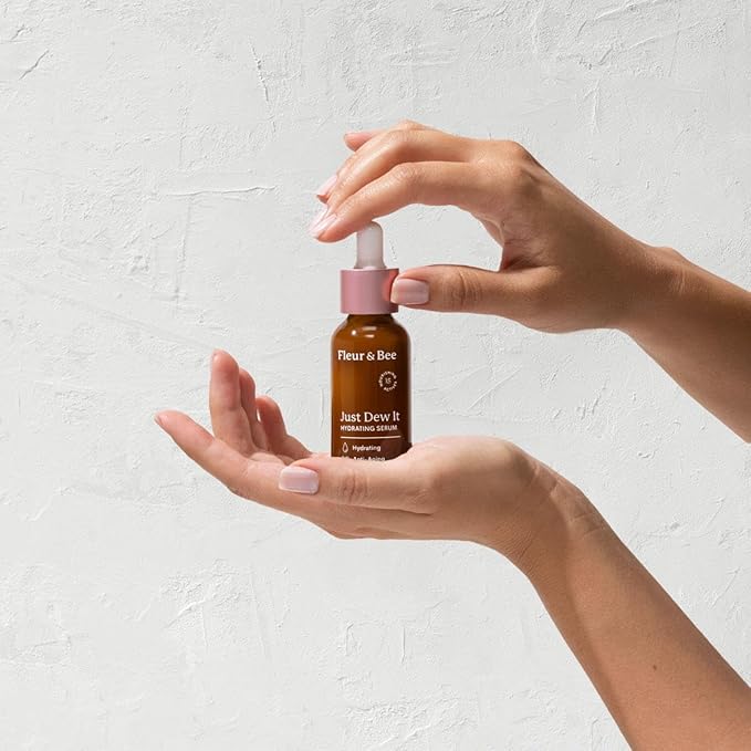 Hydrating and Anti Aging Face Serum With Natural, 100% Vegan Ingredients | Hyaluronic Acid Serum for Sensitive and Dry Skin | Just Dew It by Fleur & Bee - 1 fl oz