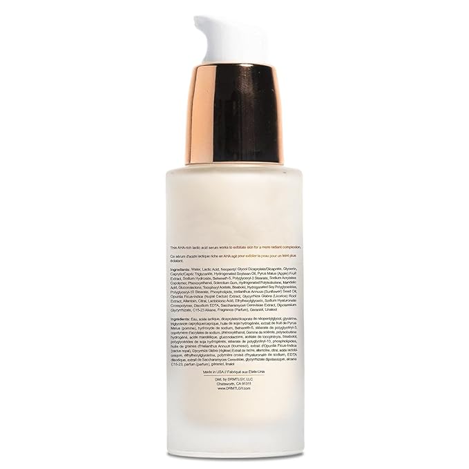 DRMTLGY Lactic Acid 12% Refining Serum for Face - AHA & PHA Exfoliating Face Serum - Dark Spot Serum with Brightening Licorice Root Extract, 1oz