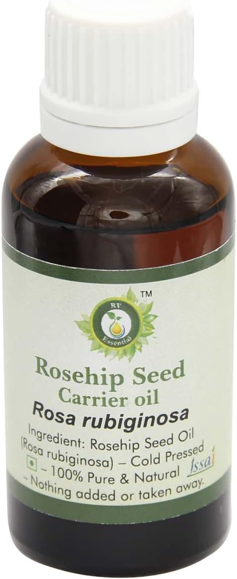 R V Essential Pure Rosehip Seed Carrier Oil 100ml (3.38oz)- Rosa Rubiginosa (100% Pure and Natural Cold Pressed)