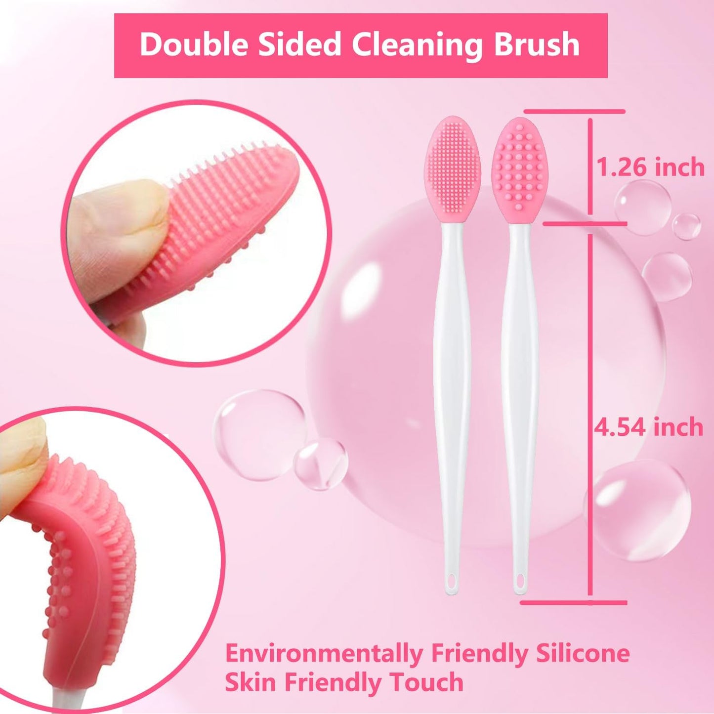 Pore Cleansing Facial Silicone Brush, Double-Sided Lip Brush, Gentle Exfoliation & Clearer Skin Massager Nose Clean Blackhead Removal & Face Scrubber Brushes 10pcs