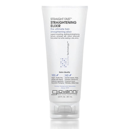 GIOVANNI Eco Chic Straight Fast Straightening Elixir, 6.8 oz. - Ultimate Hair Straightening, Superior Smoothing, Heat Protection, No Parabens, Color Safe