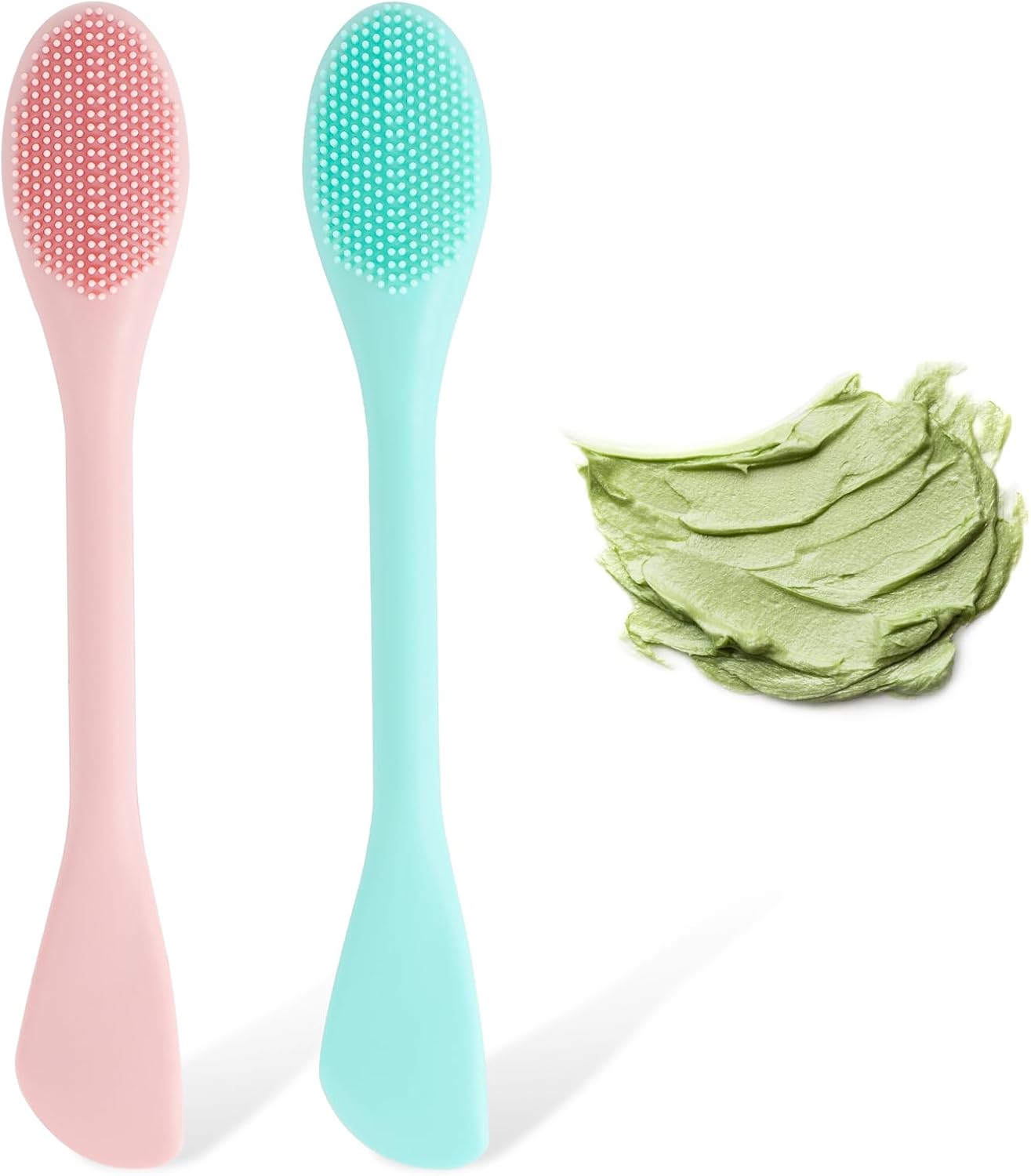 2PCS Silicone Facial Cleaning Brush- 2 in 1 Face Scrubber Exfoliator for Exfoliating, Massaging, Remove Blackheads- Face Mask Applicator Brush for for Mud, Clay, Lotion, DIY Mask