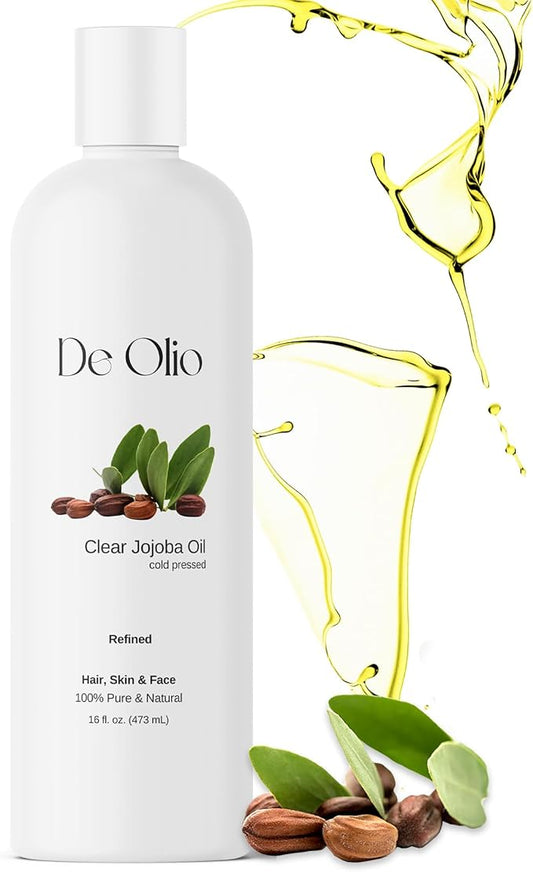 | Clear Jojoba Oil | 100% Pure & Natural | Face, Hair and Body | Cold Pressed | Soap Making & Massage | Carrier Oils | (16 Fl Oz)
