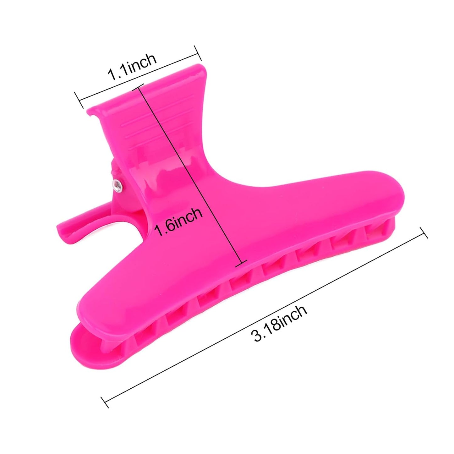 Ondder 24 Pcs Black and Hot Pink Butterfly Hair Clips for Styling and Sectioning - Pro Claws Clamps for Cutting, Coloring - Hair Accessories for Women Girls