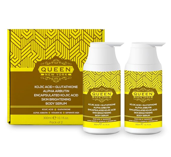 QUEEN NATURAL NEW YORK QUEEN KOJIC PLUS |Triple Booster Skin Brightening Body Lotion-Kojic Acid, Alpha Arbutin, Ginseng Extract, Nicacinamide(B3) (Pack of 2)