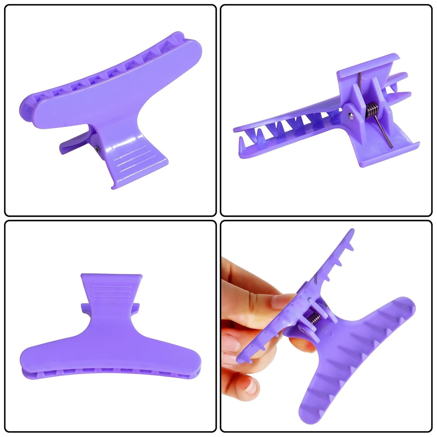 Ondder Purple Hot Pink Butterfly Hair Claw Clips for Styling & Sectioning - Pro Clamp Clips for Makeup, Cutting & Coloring - Hair Accessories for Women & Girls