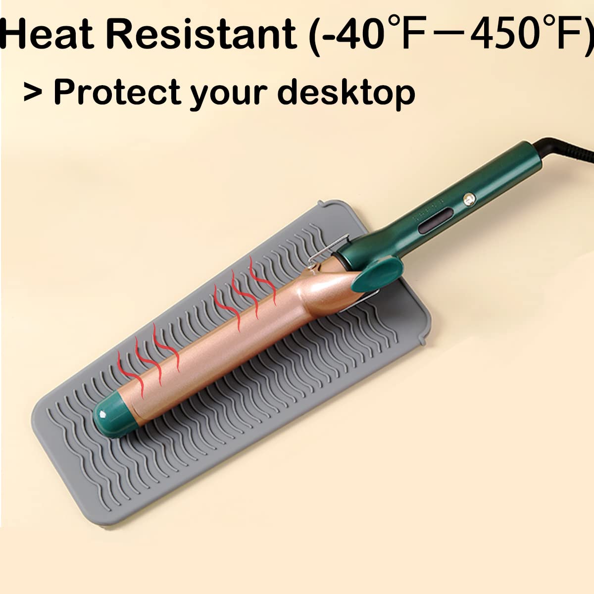 2 Heat Resistant Silicone Mat with Hanging Hole, Straightener Heat Resistant Travel Mat & Pouch for Curling Iron, Flat Iron and Other Hot Hair Styling Tools, 11 x 5 in, Gray