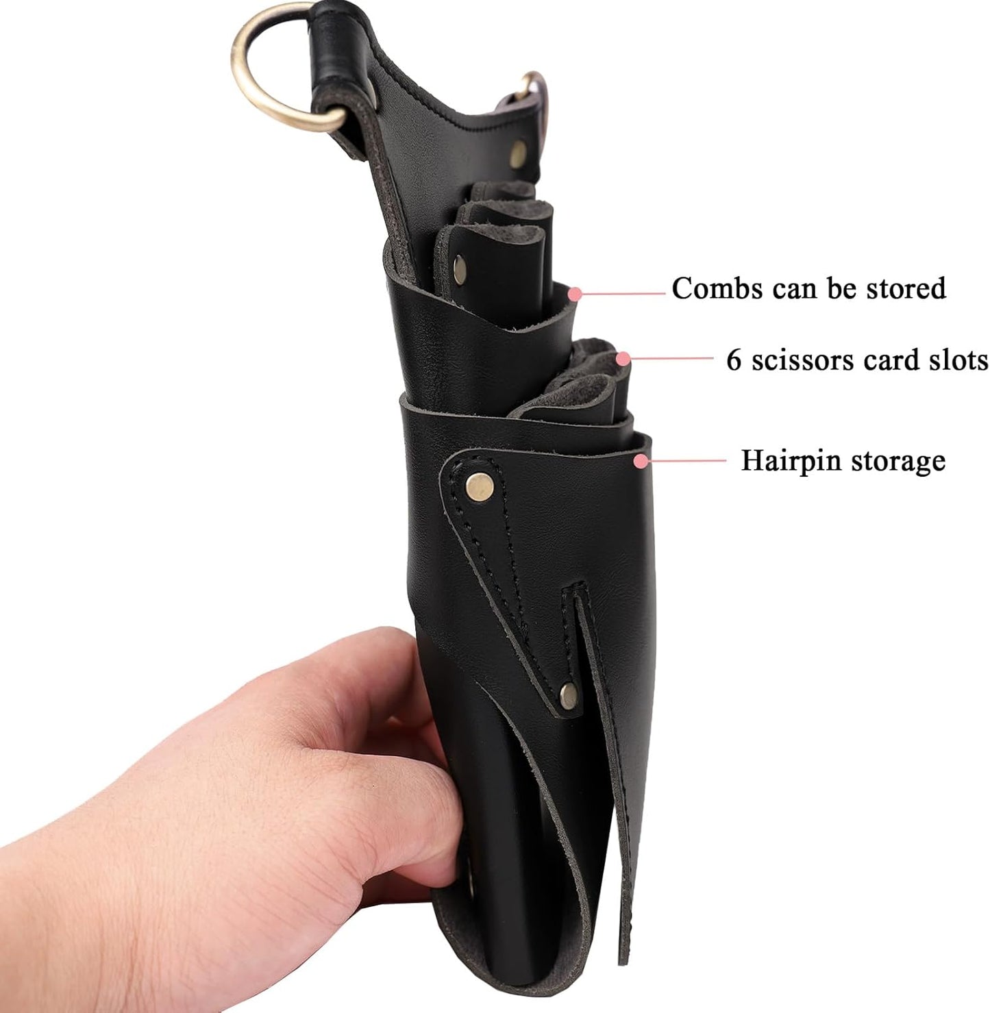 Scissor Pouch for Stylist Essentials Tools Bag, PU Leather Salon Hair Professional Scissors Holster for Hairdressers with Shoulder Belt
