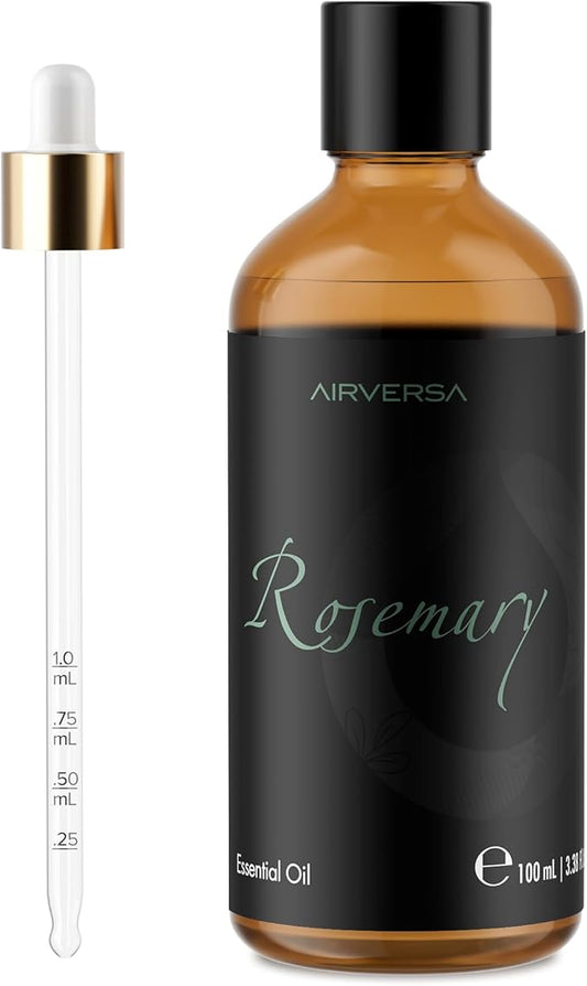 Rosemary Essential Oil, 100% Pure and Natural, for Aromatherapy, Diffuser, Includes Premium Quality Glass Dropper 3.38 Fl Oz | 100mL