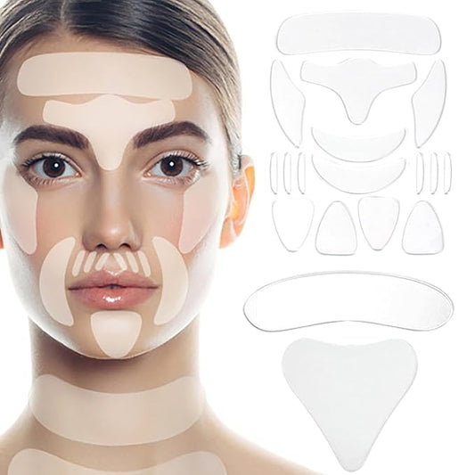 VolksRose Face & Forehead Wrinkle Patches, Reusable Silicone Patches for under Eye, Neck,Chest, Forehead & Nasolabial Areas - Overnight Anti-wrinkle Face Tape Mask, Smile Line Remover Pads