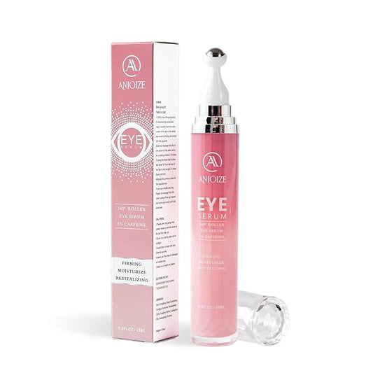 Caffeine Eye Cream for Dark Circles and Puffiness,Under Eye Cream for Fine Lines Wrinkles and Bags,Eye Care Eye Roller Serum with 360° Massage Ball
