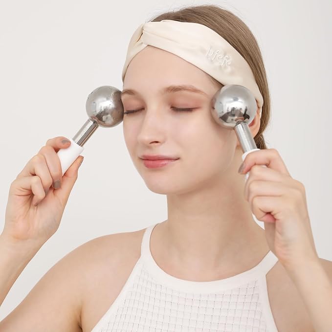 360 Rotating Ice Globes for Face & Eyes, Unbreakable Stainless Steel Cryo Sticks for Beauty Routines, Facials Cold Roller Colling Globes for Puffiness, Wrinkles, Dark Circles, Headaches