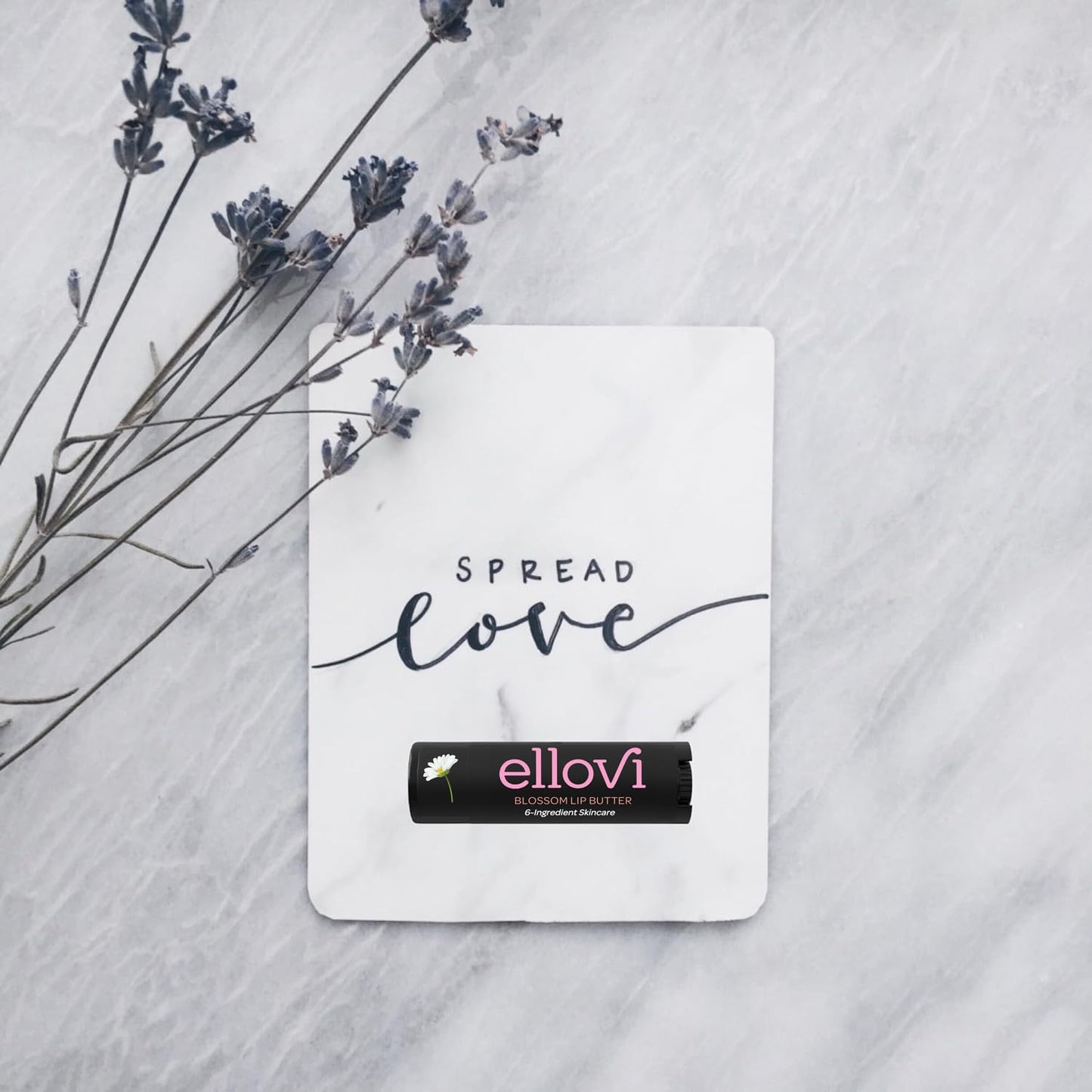 Ellovi Natural Lip Butter Lip Balm - Blossom - Pure Enough to Eat - Made With Just 6 Vegan Ingredients - Moisturizing Lip Care for All Day Hydration (3-Pack)