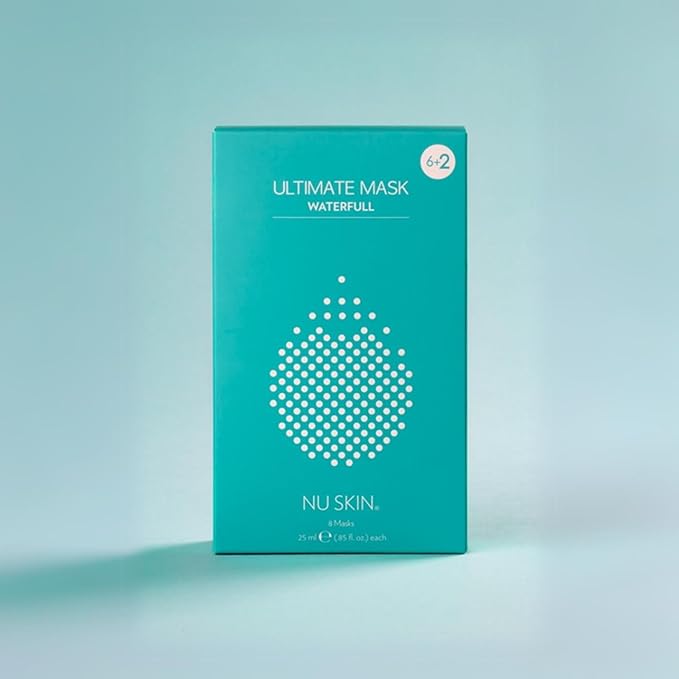 Nu Skin Ultimate Mask Waterfull - Botanical Eucalyptus Microfiber Hydration, Transparent Face Mask | Adhesive Skin Care Mask, Maximum Moisturization, Mask for Soft, Supple Skin (8 masks)