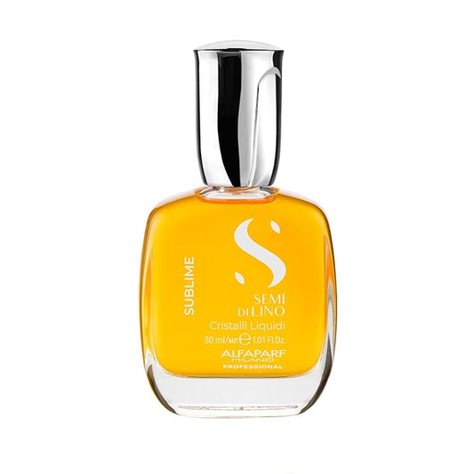 Alfaparf Milano Semi di Lino Sublime Cristalli Liquidi Hair Oil Serum with Thermal Protection - Anti Frizz Hair Serum & Smoothing Heat Protectant Spray with Vitamin E for Frizzy Hair (1.01 oz / 30 ml)