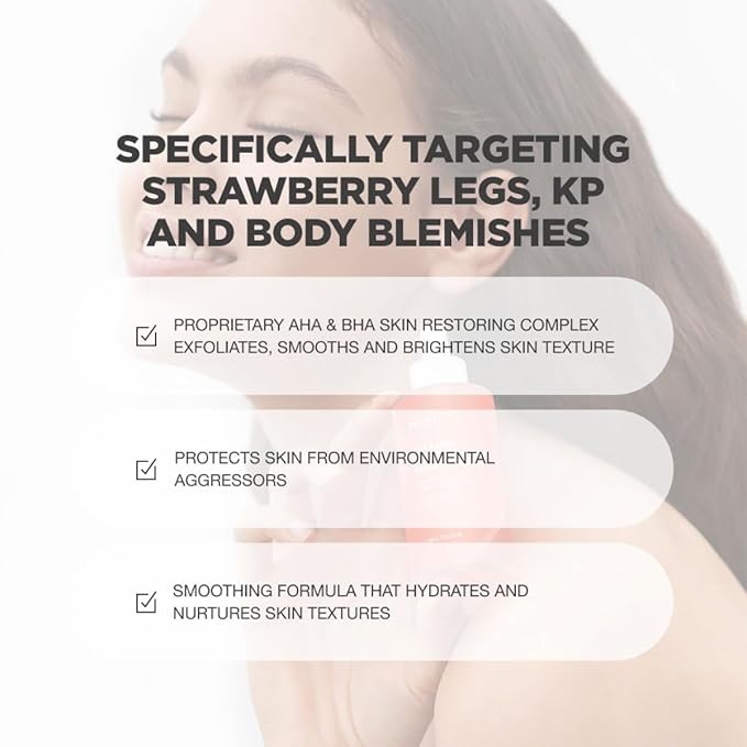 Strawberry Legs Exfoliating Serum + KP Body Cream Bundle | Keratosis Pilaris and Strawberry Legs Skincare Formula for Smooth and Dewy Skin | Strawberry Treatment Bundle for Clear Skin