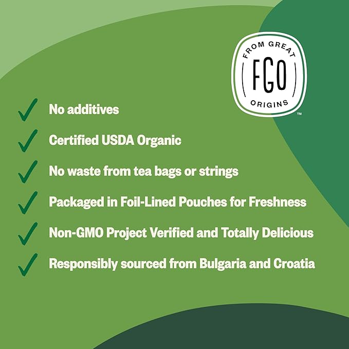 FGO Organic Nettle Leaf Loose Tea, Cut and Sifted, Caffeine Free, 4oz Resealable Bag, Packaging May Vary (Pack of 1)