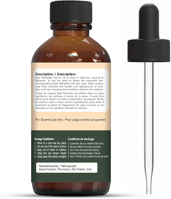 Saw Palmetto (Serenoa repens) Oil | Pure & Natural Carrier Oil for Aroma, Diffusers, Skincare & Haircare - 30ml/1.01fl oz