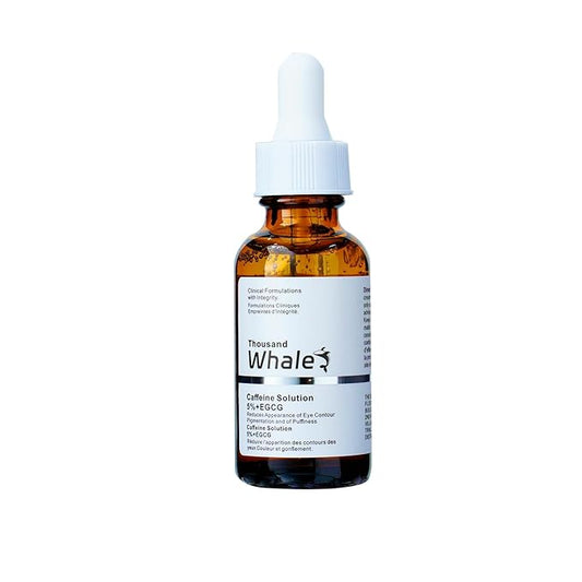 Thousand Whale caffeine solution 5%+egcg reduces appearance of eye contour pigmentation and of puffiness 30ml/1fl.oz