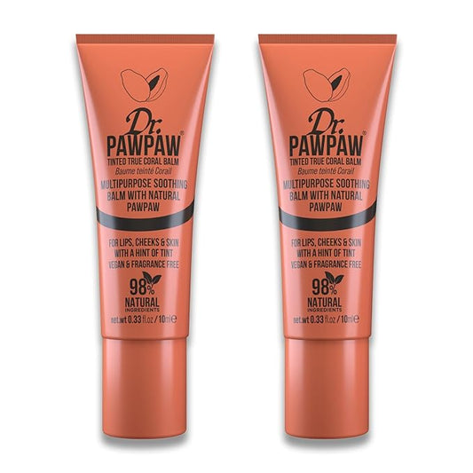 True Coral Multipurpose Soothing TintedBalm Set - LipBalm, Cheeks, Eyes – TintedBalm - Lip Moisturizer with Pawpaw - 2 pc
