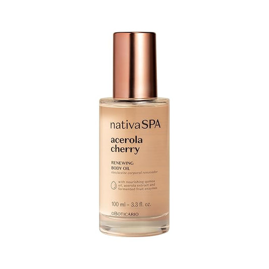 NATIVA SPA O BOTICÁRIO, Acerola Cherry Renewing Body Oil, Luminous Glow and Deep Hydration, 3.38 Ounce (100ml)